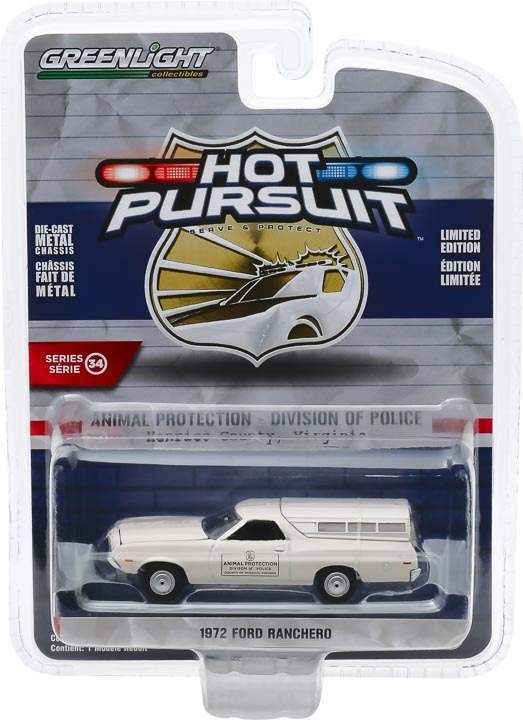 1:64 Hot Pursuit Series 34 - 1972 Ford Ranchero - Animal Protection Division of Police 42910-C