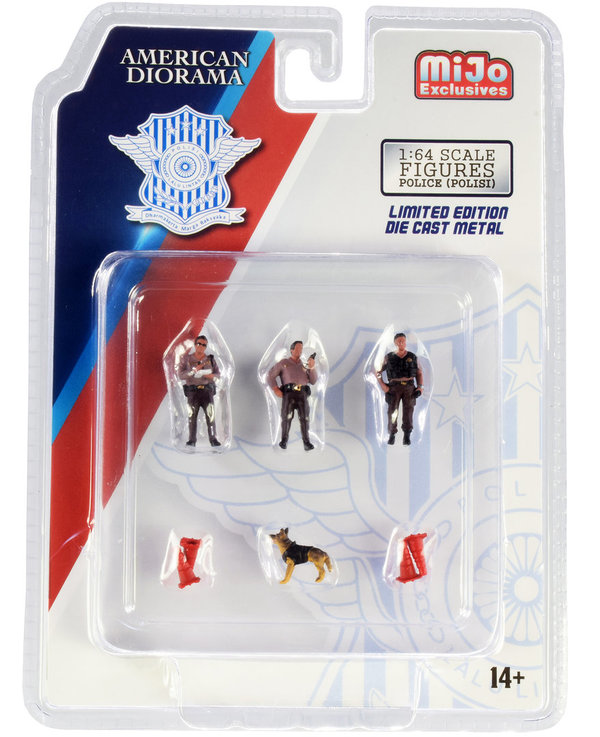 American Diorama AD76460 Indonesia Police Diecast Figures Set for 1 by 64 Scale Models