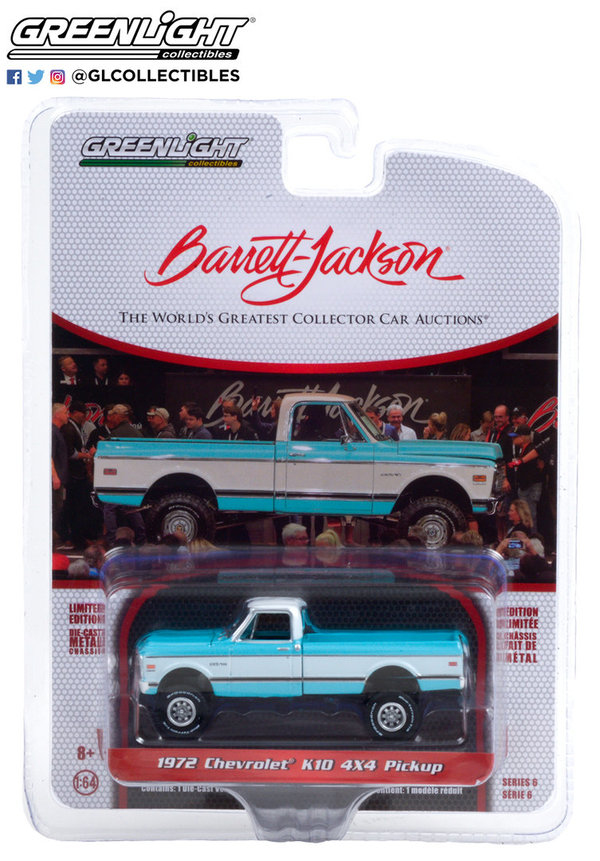 37220-D 1:64 Barrett-Jackson Scottsdale - 1972 Chevrolet K10 4X4 Pickup - Turquoise (Lot# 764.1)