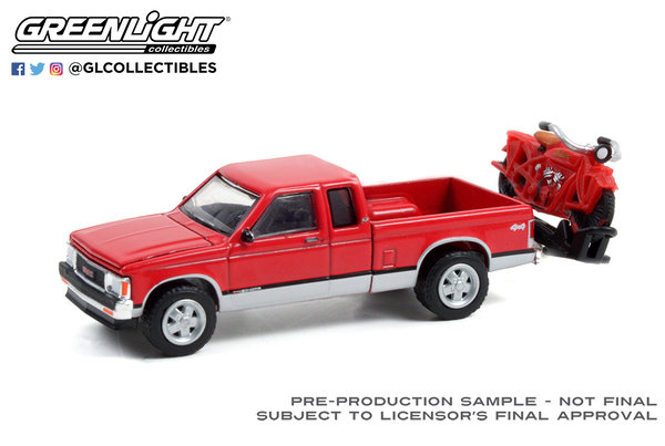 28080-C 1:64 Anniversary Collection 1991 GMC Sonoma with 1920 Indian Scout on Hitch Carrier -