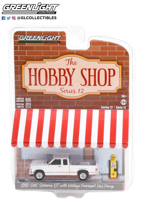 97120-D | 1:64 The Hobby Shop 1991 GMC Sonoma ST with Vintage Pennzoil Gas Pump