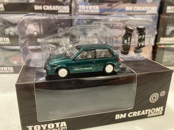 BM Creations 1:64 1988 Toyota Starlet Turbo-S (EP-71), green 64B0128 rhd