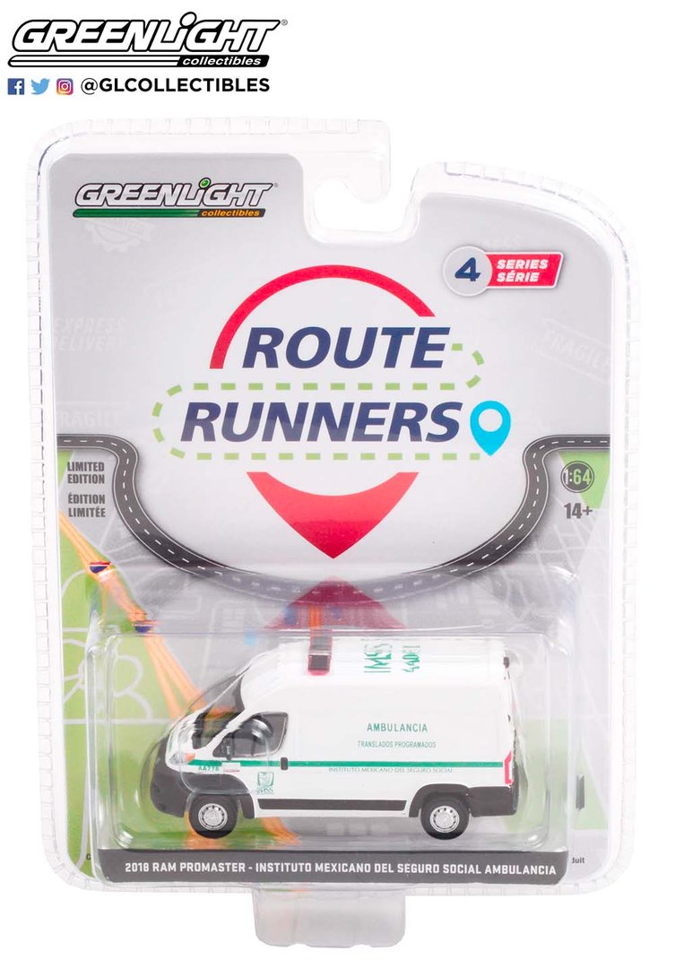 Greenlight 53010-F Route Runners Series 1-2019 Ram ProMaster 2500 Cargo High Roof Postal Service 1/64 Scale 