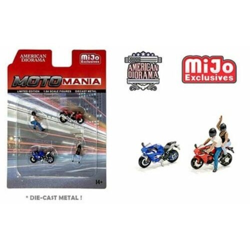 AD76486 1/64 Moto Mania Figure set including 2 1/64 bikes American Diorama
