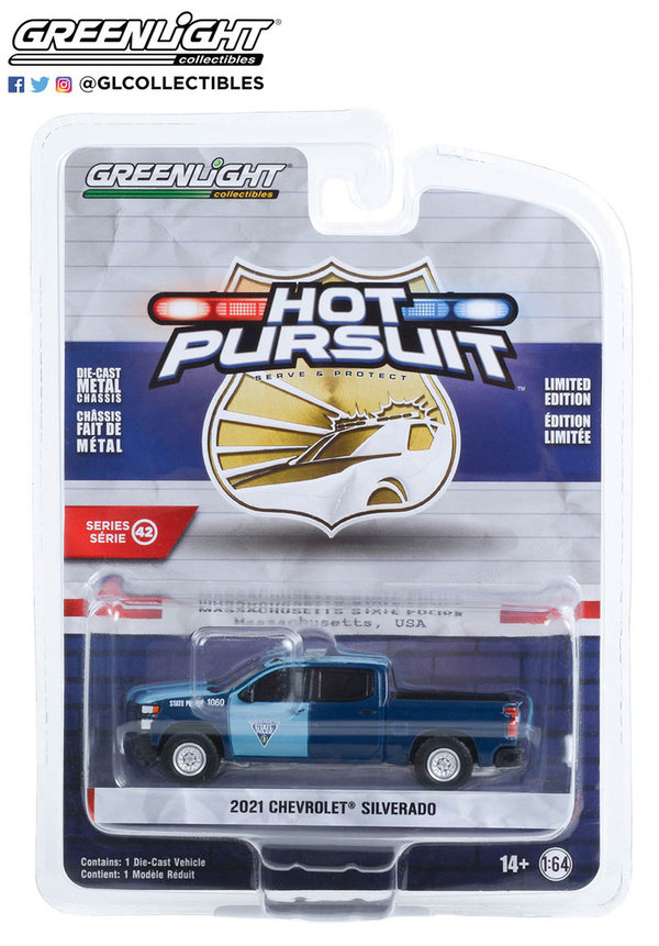 43000-E | 1:64 Hot Pursuit Series 42 - 2021 Chevrolet Silverado Massachusetts Police