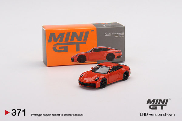 MGT00371-L Porsche 911 (992) Carrera 4S Lava Orange 1/64 MiniGT