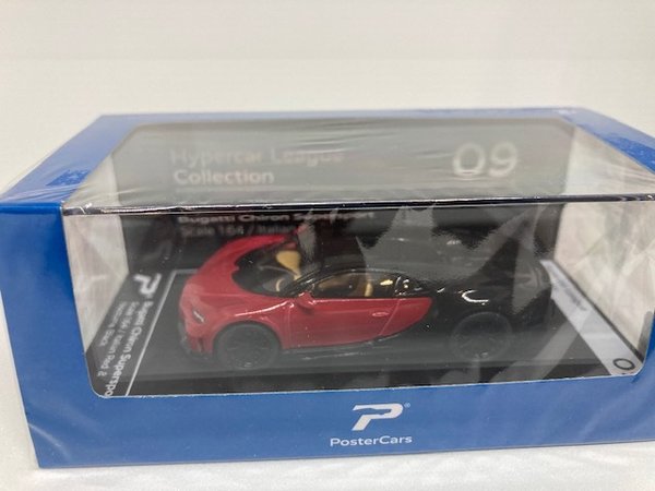 1/64 Hypecar league Postercars Bugatti Chiron Supersport Italian Red and Nocturne Black