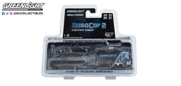 31150-A | 1:64 Hollywood Hitch & Tow Series RoboCop 2 Ford F-150 with Ford Taurus