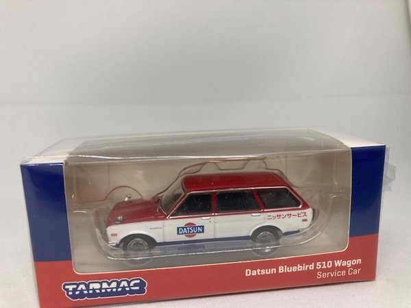 Tarmac Works T64G-026-SC Datsun Bluebird 510 Wagon Service Car 1:64 Red White Blue